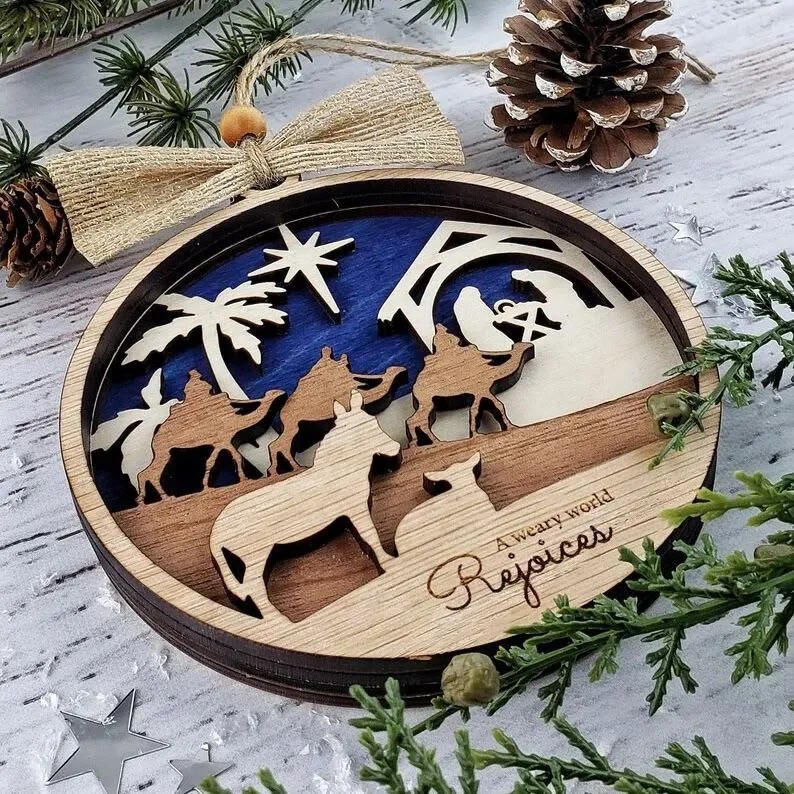 Christianartworkshop Rustic Style Holy Night Three Wise Men Christmas Nativity Hanging Ornaments - image 3