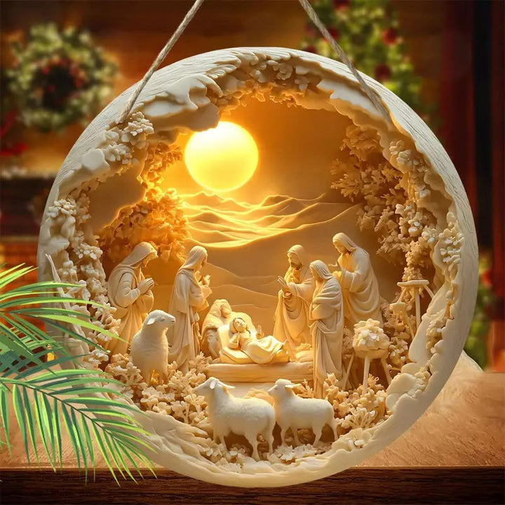 Christianartworkshop Classic Style The Holy Family Lamb 2D Christmas Nativity Hanging Ornaments - image 1