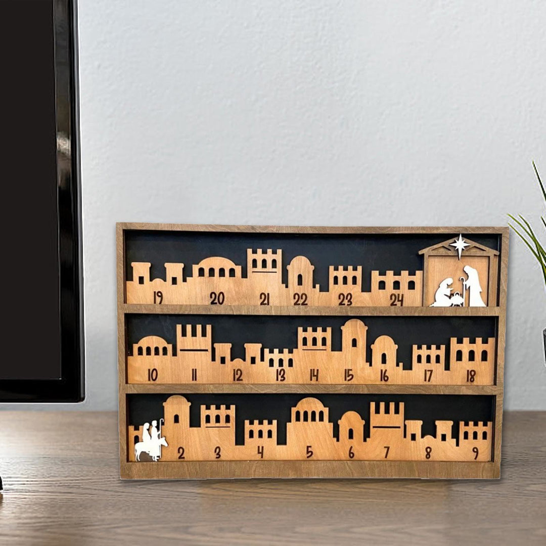 Christianartworkshop Classic Style Bethlehem Journey Advent Countdown Nativity Calendar Desktop Decorations Ornament