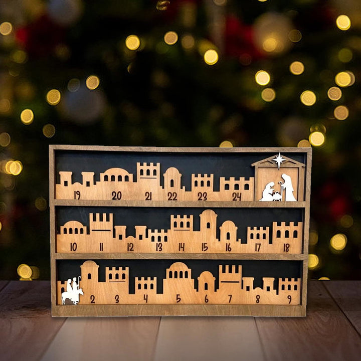 Christianartworkshop Classic Style Bethlehem Journey Advent Countdown Nativity Calendar Desktop Decorations Ornament - Nativity Scene - image 0