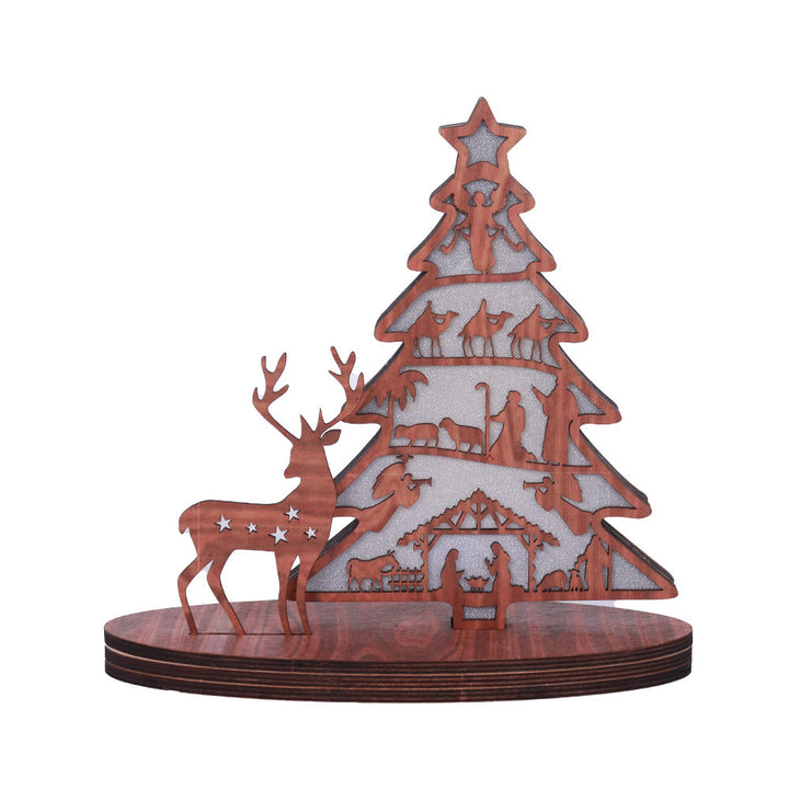 Christianartworkshop Classic Style Reindeer Nativity Scene Light Up Desktop Decorations Ornament - image 4