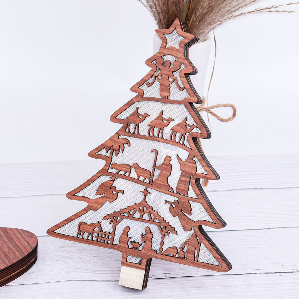 Christianartworkshop Classic Style Reindeer Nativity Scene Light Up Desktop Decorations Ornament - image 1