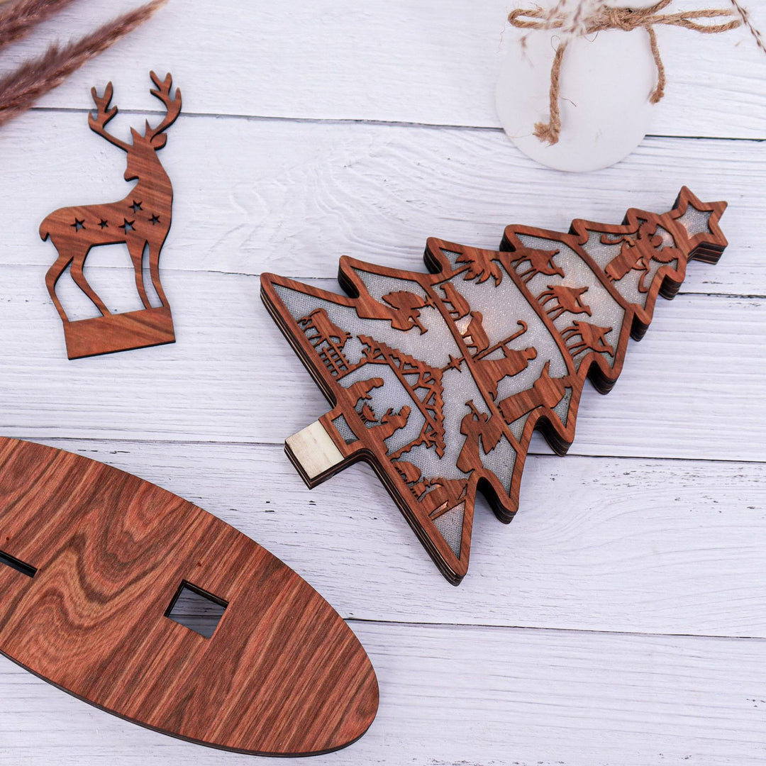Christianartworkshop Classic Style Reindeer Nativity Scene Light Up Desktop Decorations Ornament - image 3