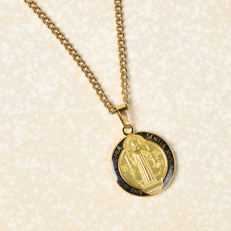 2 Color Retro Style St. Benedict Symbol Protection Faith Pendant Necklace - image 5