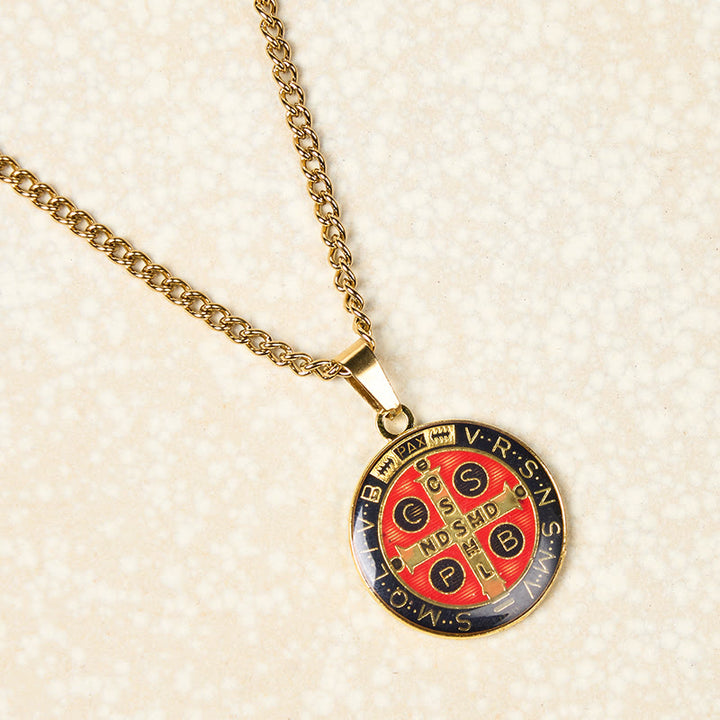 2 Color Retro Style St. Benedict Symbol Protection Faith Pendant Necklace - Black - image 4