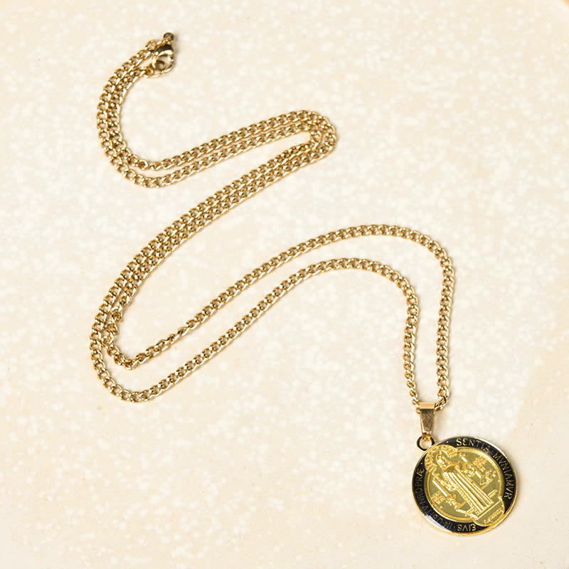 2 Color Retro Style St. Benedict Symbol Protection Faith Pendant Necklace - image 9