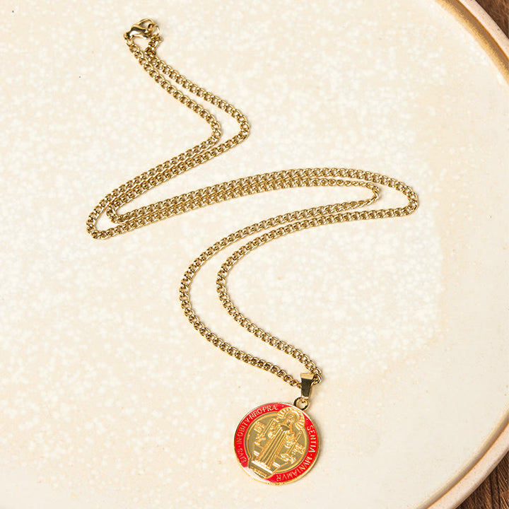 2 Color Retro Style St. Benedict Symbol Protection Faith Pendant Necklace - image 7