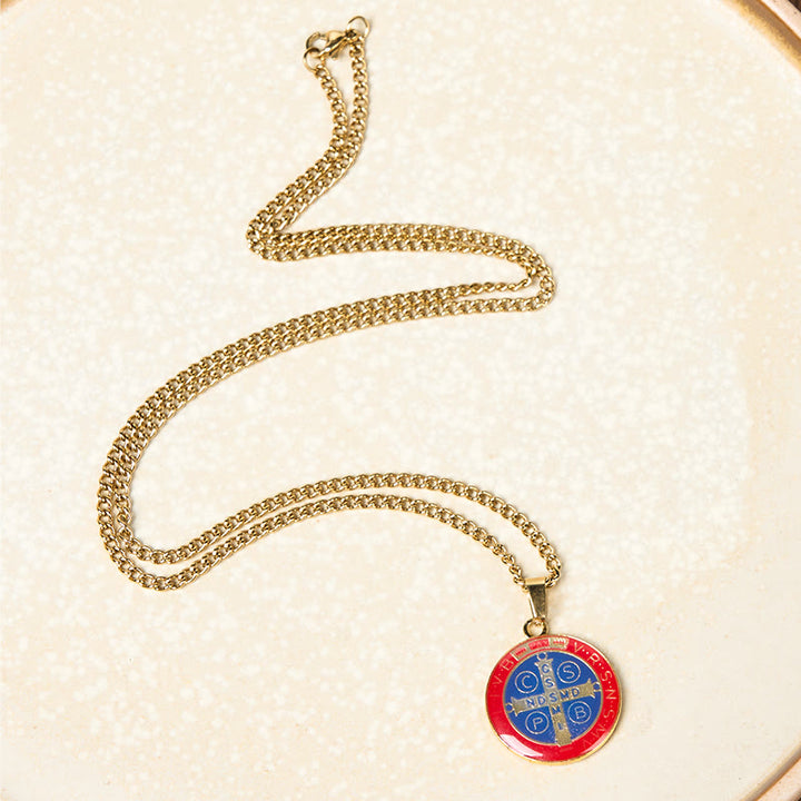 2 Color Retro Style St. Benedict Symbol Protection Faith Pendant Necklace - image 6