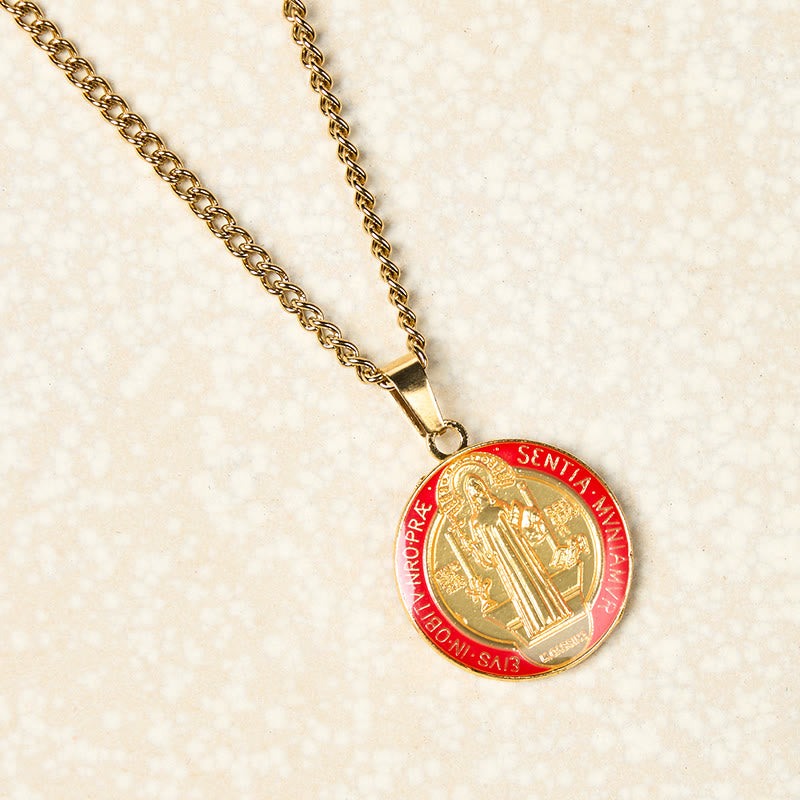 2 Color Retro Style St. Benedict Symbol Protection Faith Pendant Necklace - image 3