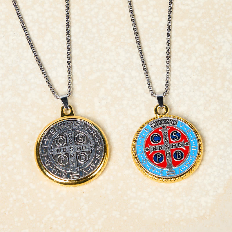 2 Color Retro Style St. Benedict Symbol Exorcism Faith Pendant Necklace - image 1