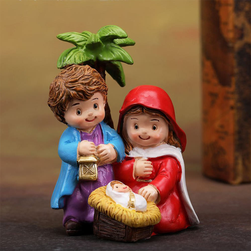 Christianartworkshop Cartoon Style Sculpture of Nativity Scene Resin Stereoscopic Desktop Ornaments - Multicolor - image 1