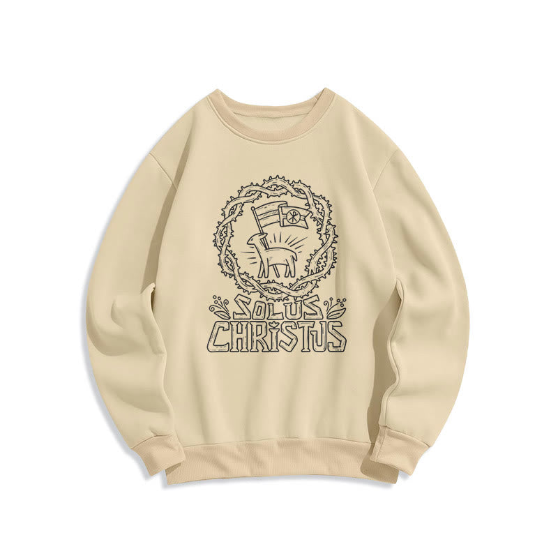 Modern Style Solus Christus Lamb Fleece Lined Polyester Sweatshirt - Beige - 2XL - image 8