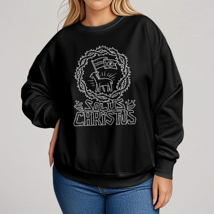 Modern Style Solus Christus Lamb Fleece Lined Polyester Sweatshirt - image 7