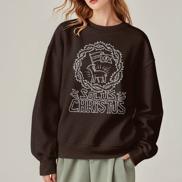 Christianartworkshop Modern Style Solus Christus Lamb Fleece Lined Polyester Sweatshirt - image 11