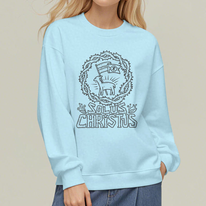 Christianartworkshop Modern Style Solus Christus Lamb Fleece Lined Polyester Sweatshirt - image 15