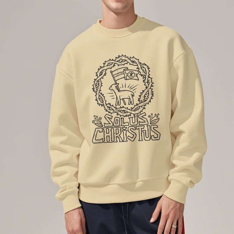 Christianartworkshop Modern Style Solus Christus Lamb Fleece Lined Polyester Sweatshirt - image 9