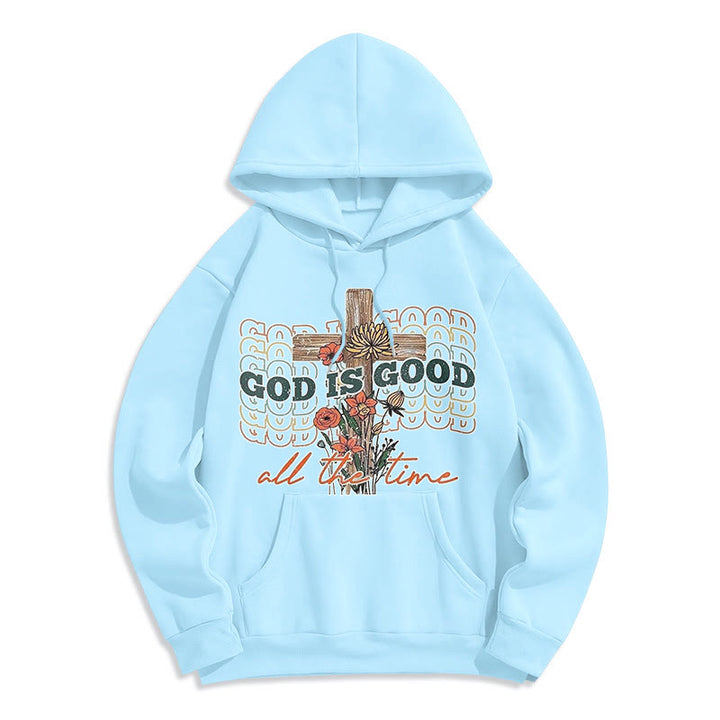 Classic Colored Style God is Good All the Time Fleece Lined Polyester Hoodie
