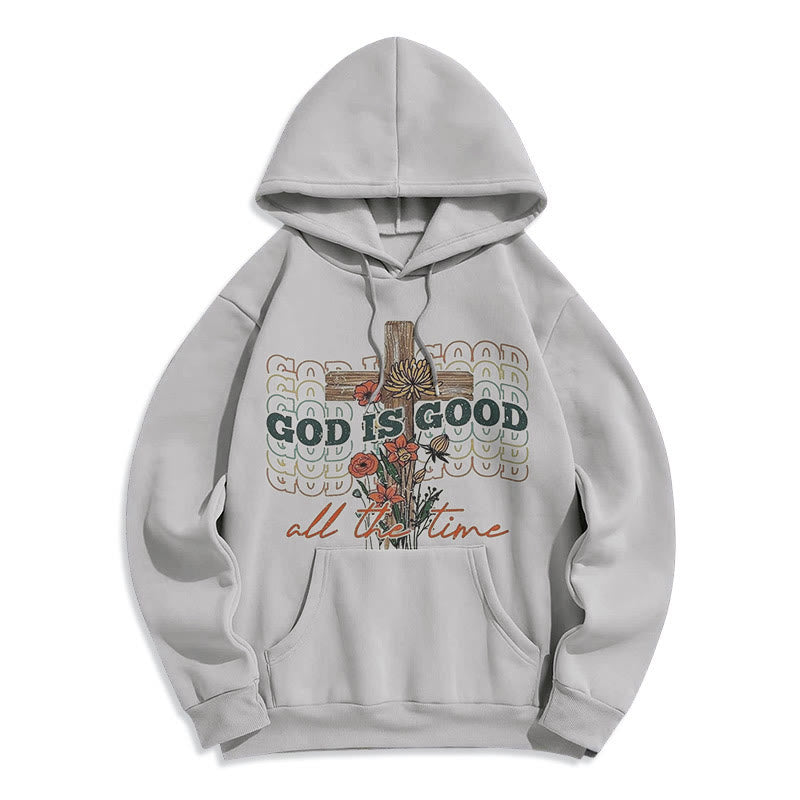 Classic Colored Style God is Good All the Time Fleece Lined Polyester Hoodie