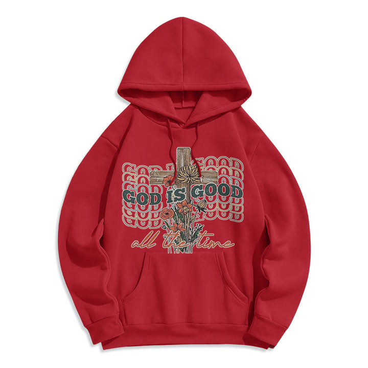 Classic Colored Style God is Good All the Time Fleece Lined Polyester Hoodie