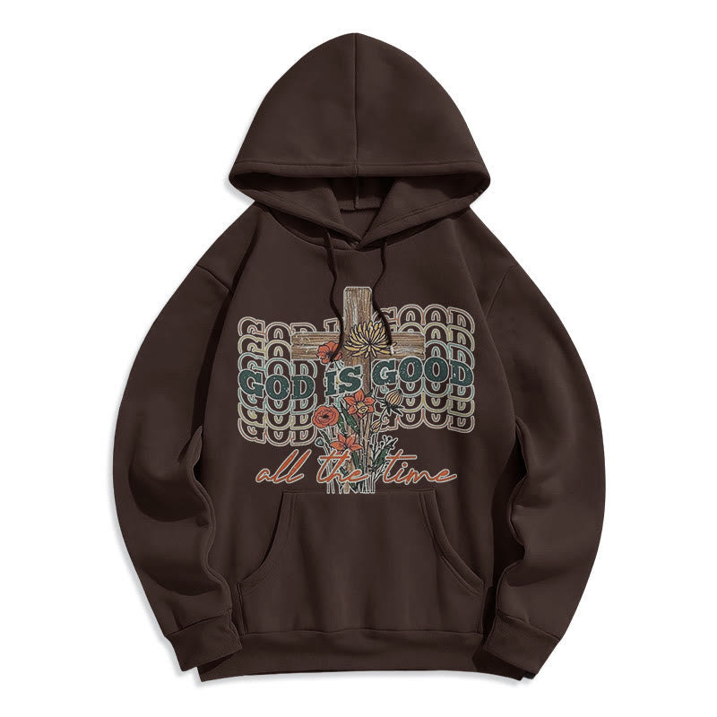 Classic Colored Style God is Good All the Time Fleece Lined Polyester Hoodie