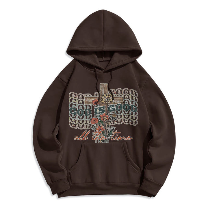 Classic Colored Style God is Good All the Time Fleece Lined Polyester Hoodie
