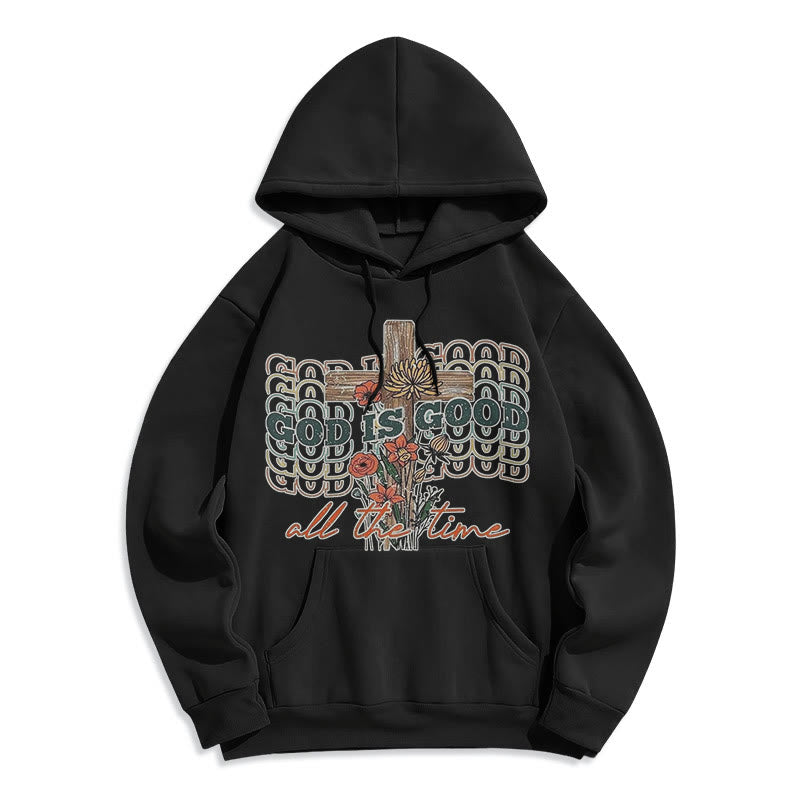 Classic Colored Style God is Good All the Time Fleece Lined Polyester Hoodie