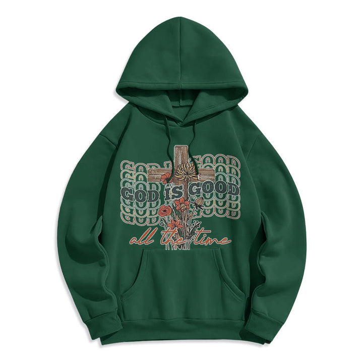 Classic Colored Style God is Good All the Time Fleece Lined Polyester Hoodie