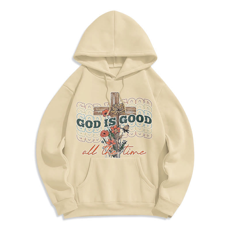 Classic Colored Style God is Good All the Time Fleece Lined Polyester Hoodie