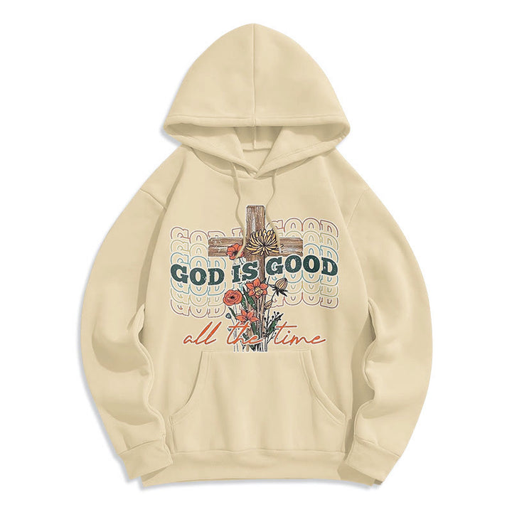Classic Colored Style God is Good All the Time Fleece Lined Polyester Hoodie