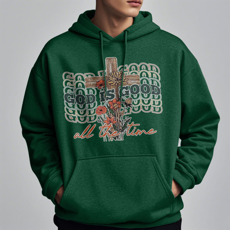 Classic Colored Style God is Good All the Time Fleece Lined Polyester Hoodie