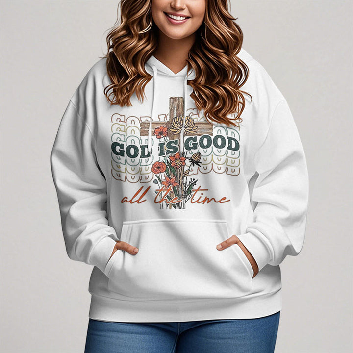 Classic Colored Style God is Good All the Time Fleece Lined Polyester Hoodie