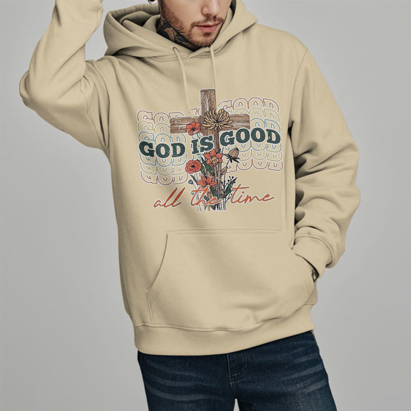 Classic Colored Style God is Good All the Time Fleece Lined Polyester Hoodie
