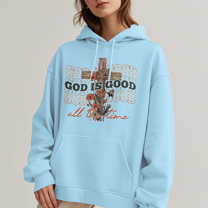 Classic Colored Style God is Good All the Time Fleece Lined Polyester Hoodie