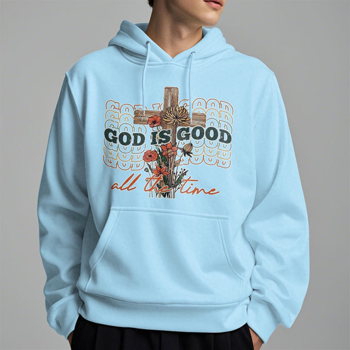 Classic Colored Style God is Good All the Time Fleece Lined Polyester Hoodie