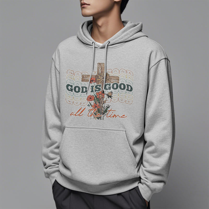Classic Colored Style God is Good All the Time Fleece Lined Polyester Hoodie