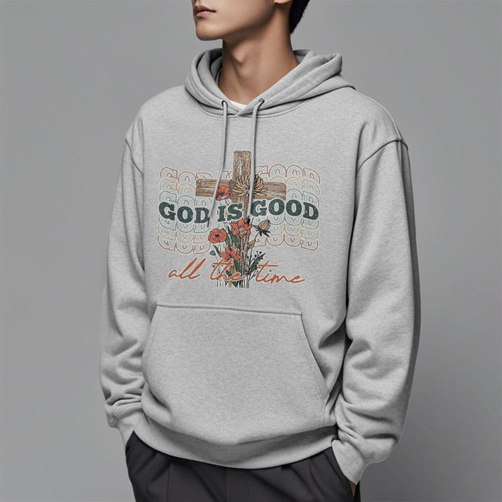 Classic Colored Style God is Good All the Time Fleece Lined Polyester Hoodie