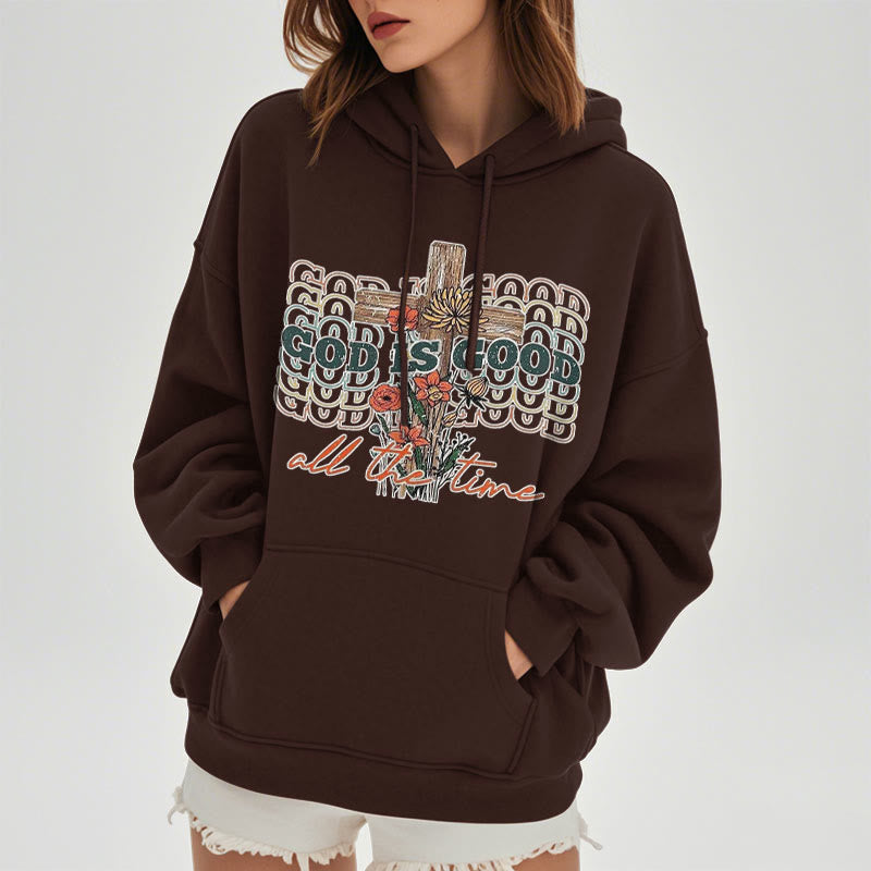 Classic Colored Style God is Good All the Time Fleece Lined Polyester Hoodie