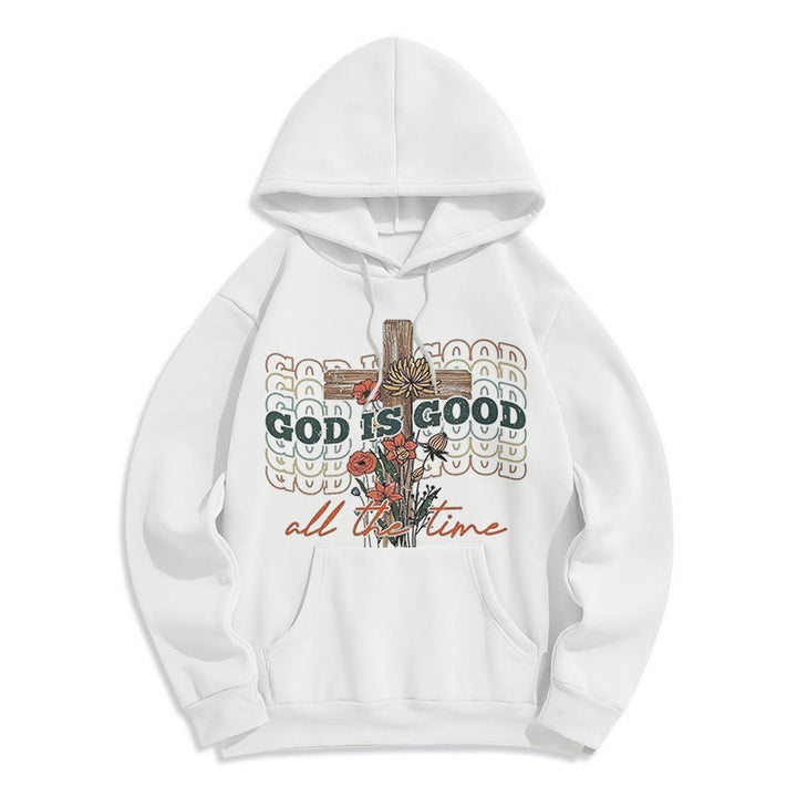 Classic Colored Style God is Good All the Time Fleece Lined Polyester Hoodie