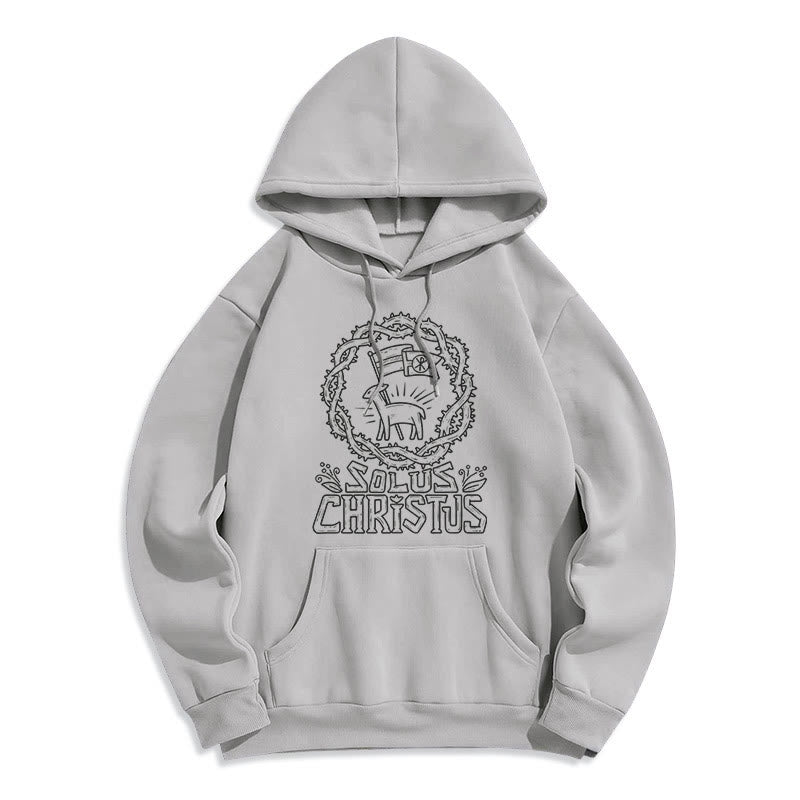 Modern Style Solus Christus Lamb Fleece Lined Polyester Hoodie - Grey - 2XL - image 16