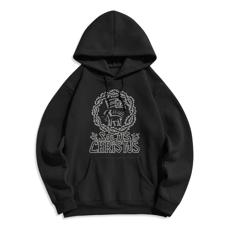 Modern Style Solus Christus Lamb Fleece Lined Polyester Hoodie - Black - 2XL - image 6
