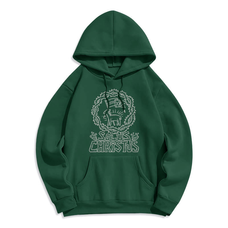 Modern Style Solus Christus Lamb Fleece Lined Polyester Hoodie - Green - 2XL - image 12