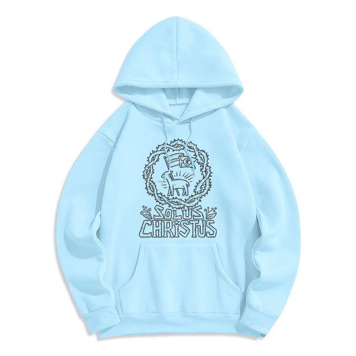 Modern Style Solus Christus Lamb Fleece Lined Polyester Hoodie - Blue - 2XL - image 14