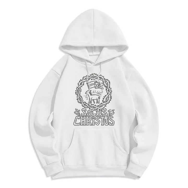 Modern Style Solus Christus Lamb Fleece Lined Polyester Hoodie - White - 2XL - image 0