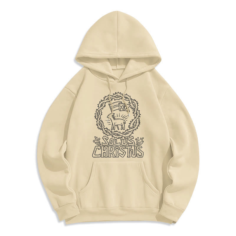 Christianartworkshop Modern Style Solus Christus Lamb Fleece Lined Polyester Hoodie - Beige - 2XL - image 7