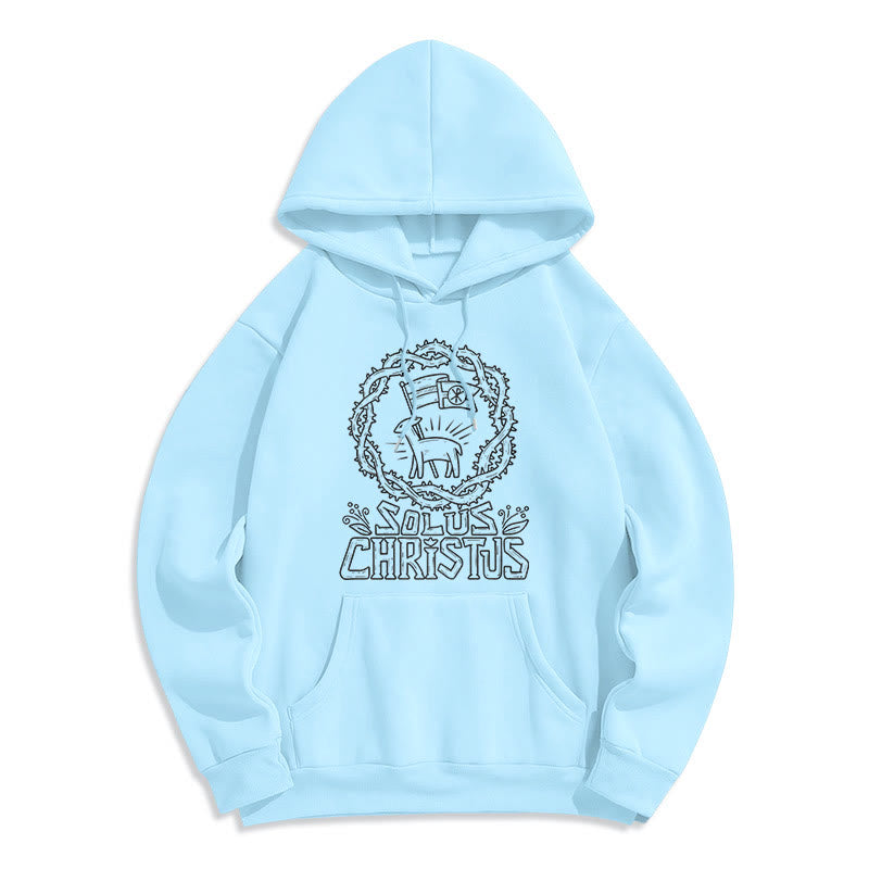 Modern Style Solus Christus Lamb Fleece Lined Polyester Hoodie - Blue - 2XL - image 14