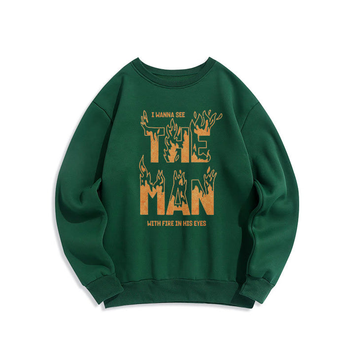 Christianartworkshop Quotation Style The Man With Fire in His Eyes Fleece Lined Polyester Sweatshirt - Green - 2XL - image 14