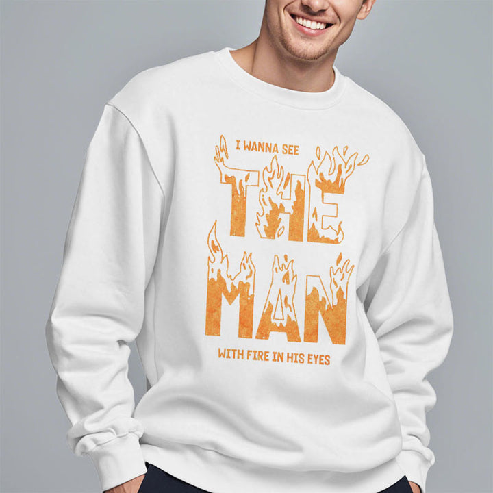 Christianartworkshop Quotation Style The Man With Fire in His Eyes Fleece Lined Polyester Sweatshirt - image 9