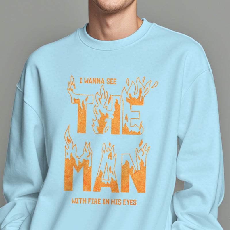 Christianartworkshop Quotation Style The Man With Fire in His Eyes Fleece Lined Polyester Sweatshirt - image 5