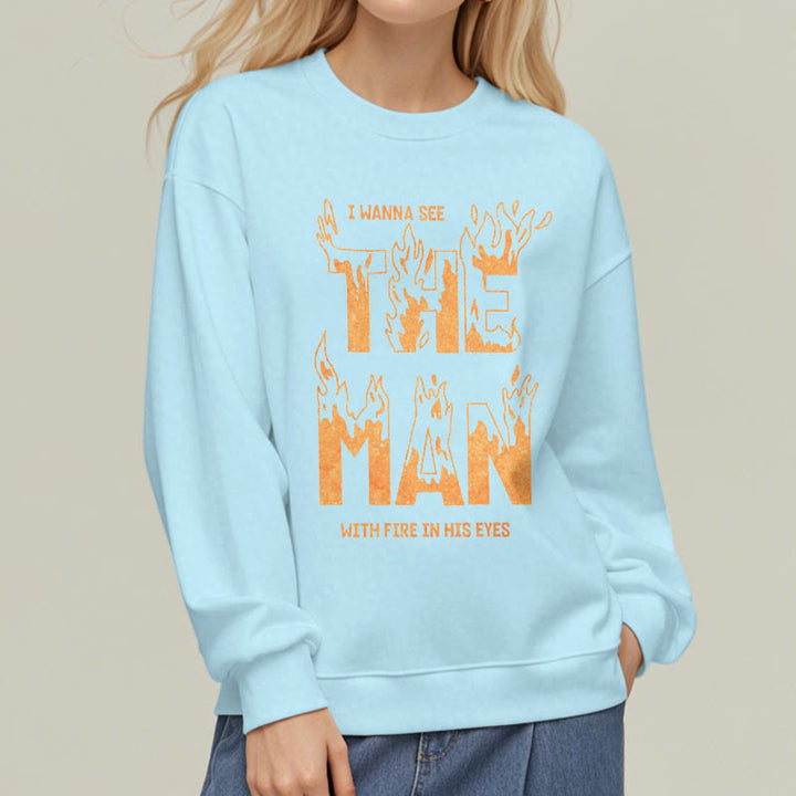 Christianartworkshop Quotation Style The Man With Fire in His Eyes Fleece Lined Polyester Sweatshirt - image 4