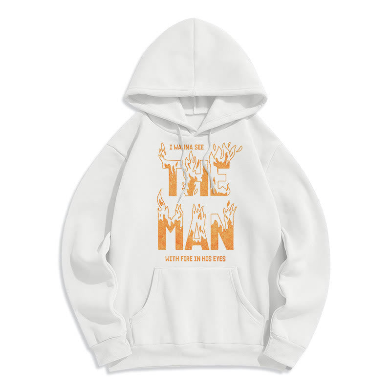 Christianartworkshop Quotation  Style The Man With Fire in His Eyes Fleece Lined Polyester Hoodie - White - 2XL - image 8